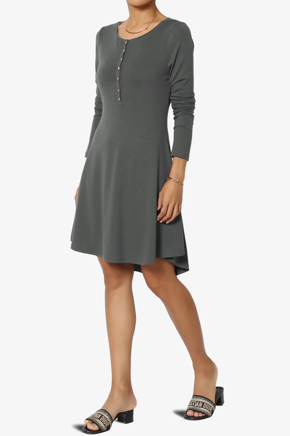 Elysia Long Sleeve Fit & Flare Jersey Dress