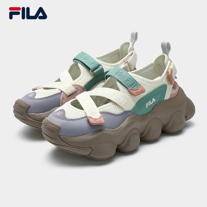 FILA CORE FRAGOLA FASHION MODERNO Women's Sandal Shoes (White-Grey / Cream-Brown)