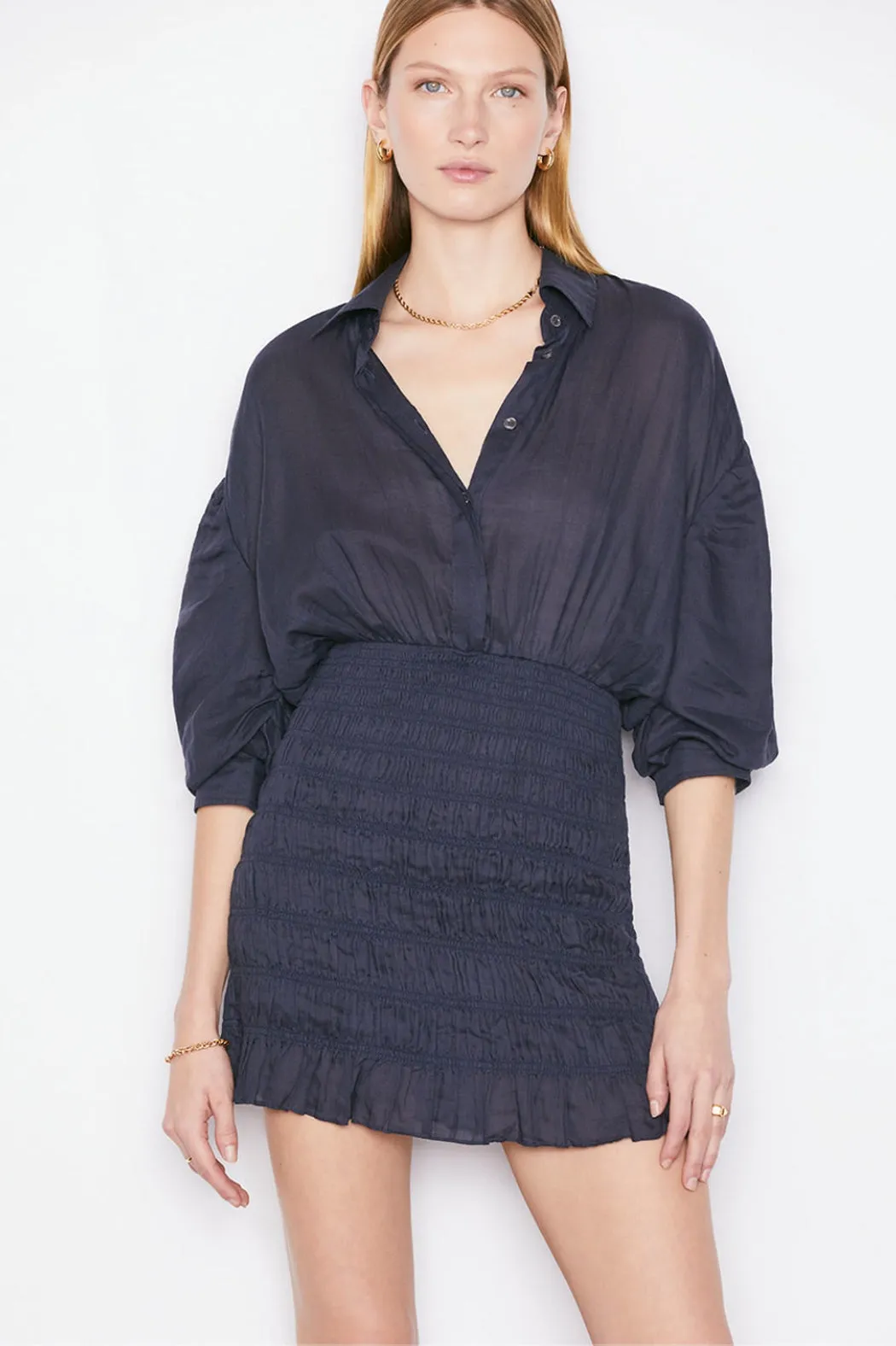 Frame - Smocked Shirt Dress