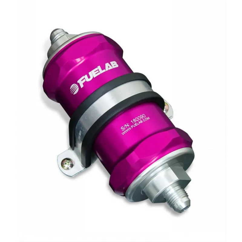 FUELAB 81822-4 In-Line Fuel Filter (8AN in/out, 3 inch 100 micron stainless steel element) Purple