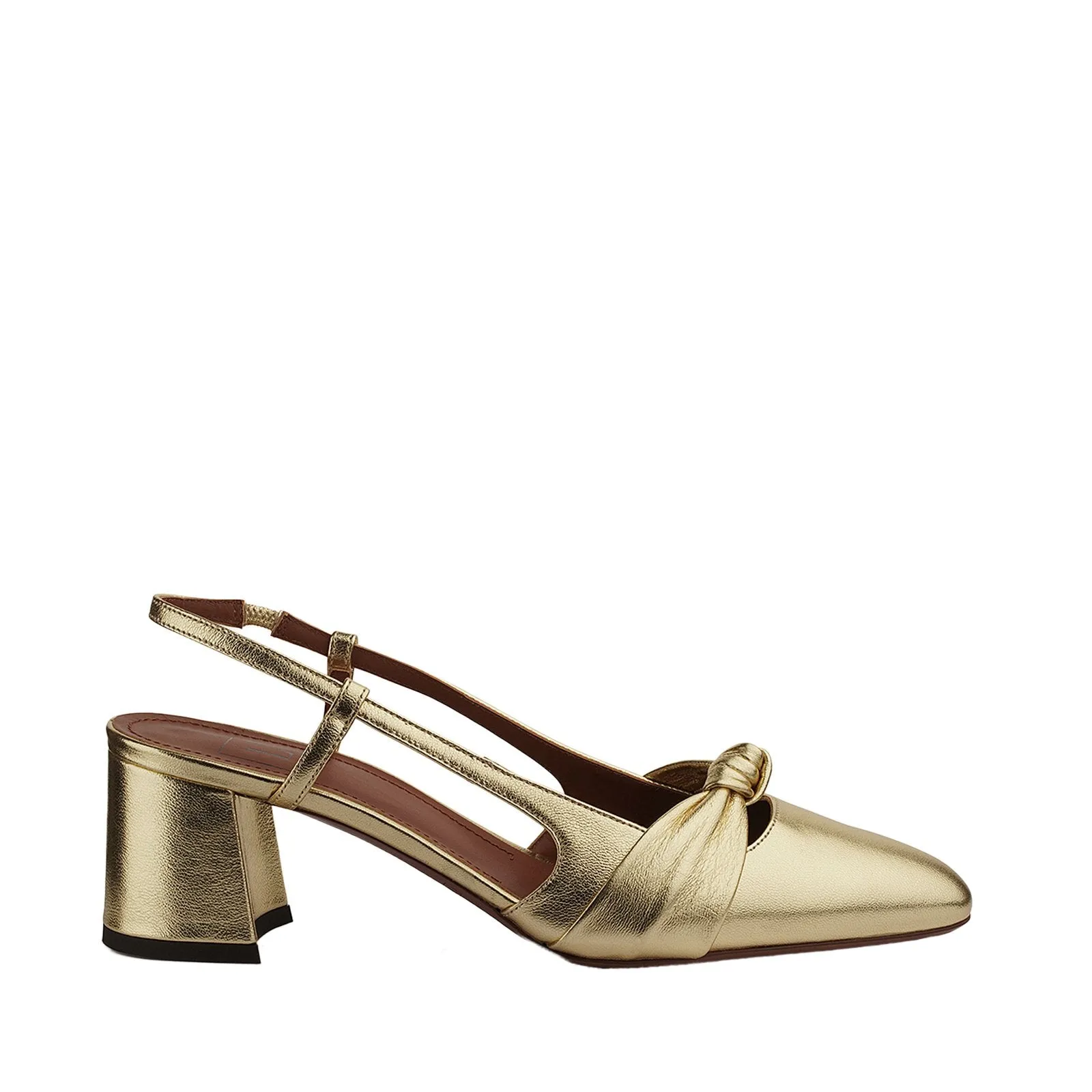 Gold Leather Slingback Shoes