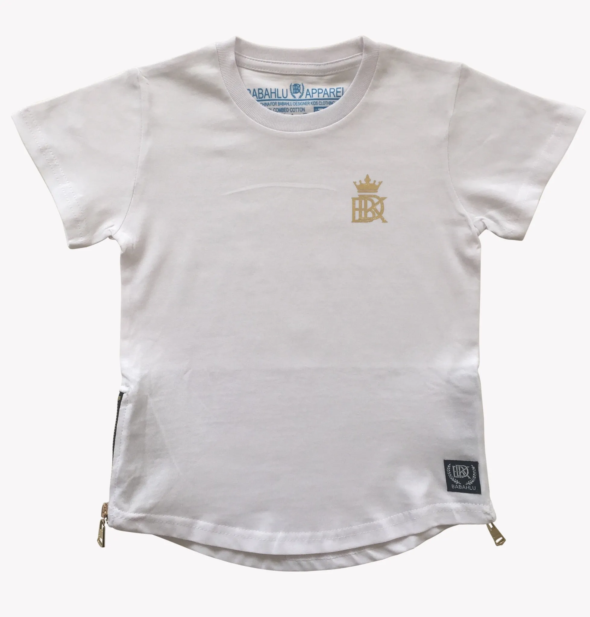 Gold Zipper White T Shirt