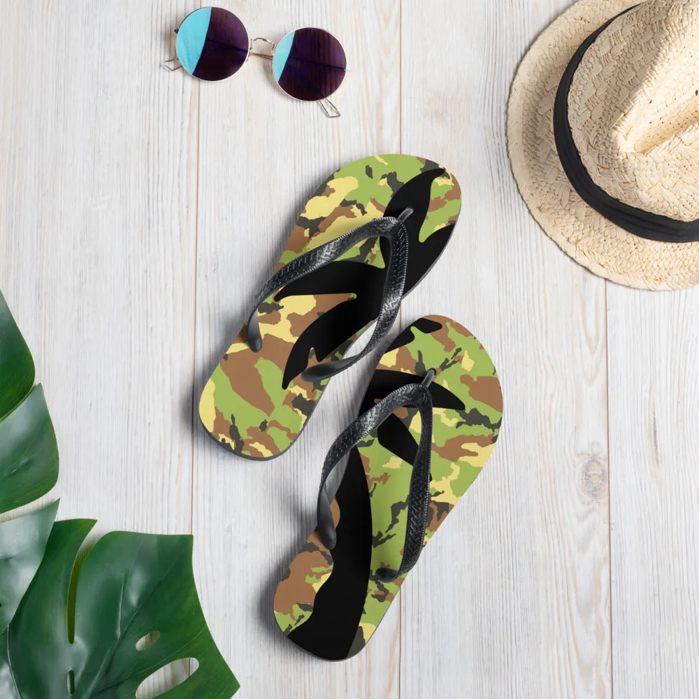 Green Camo palm-tree Flip-Flops