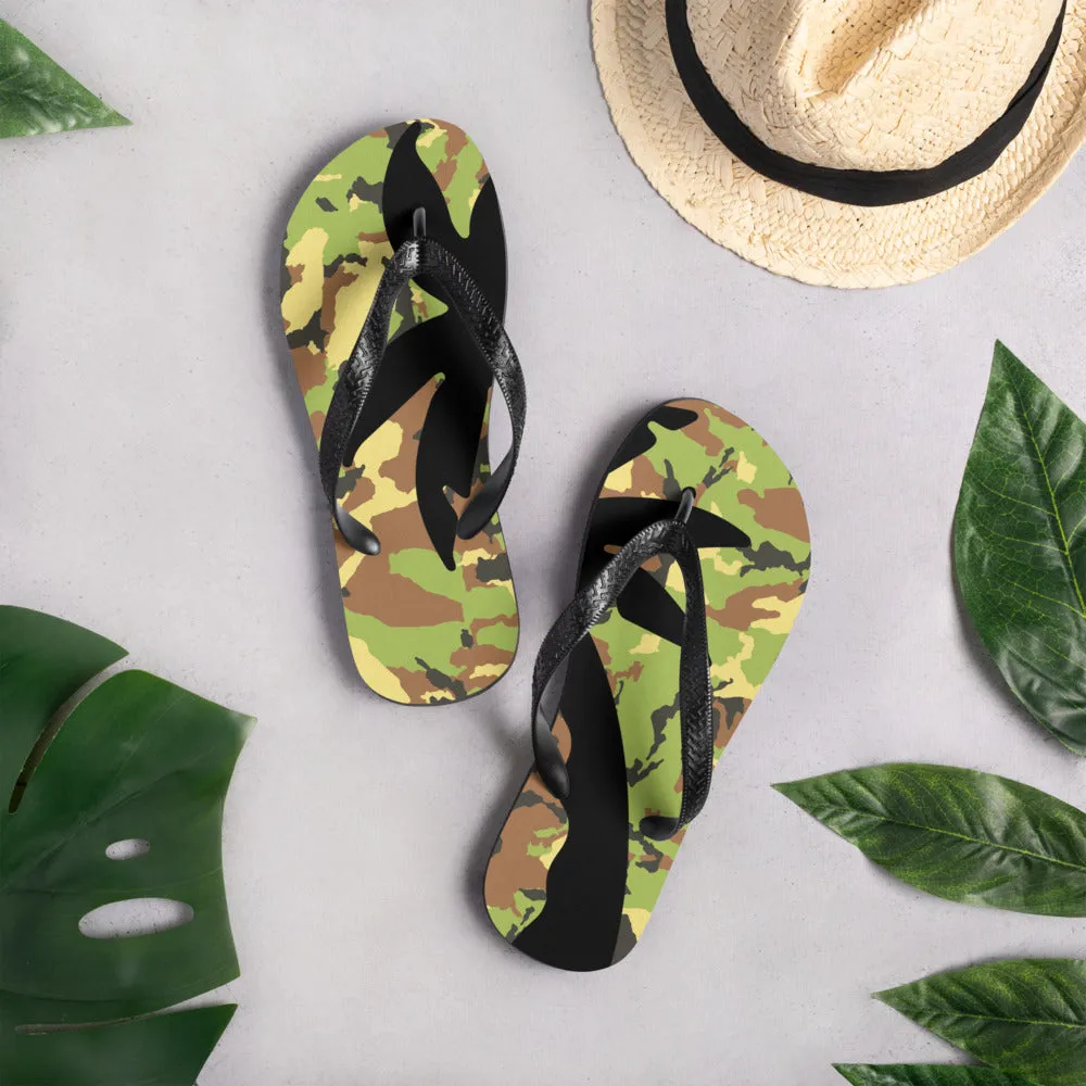 Green Camo palm-tree Flip-Flops