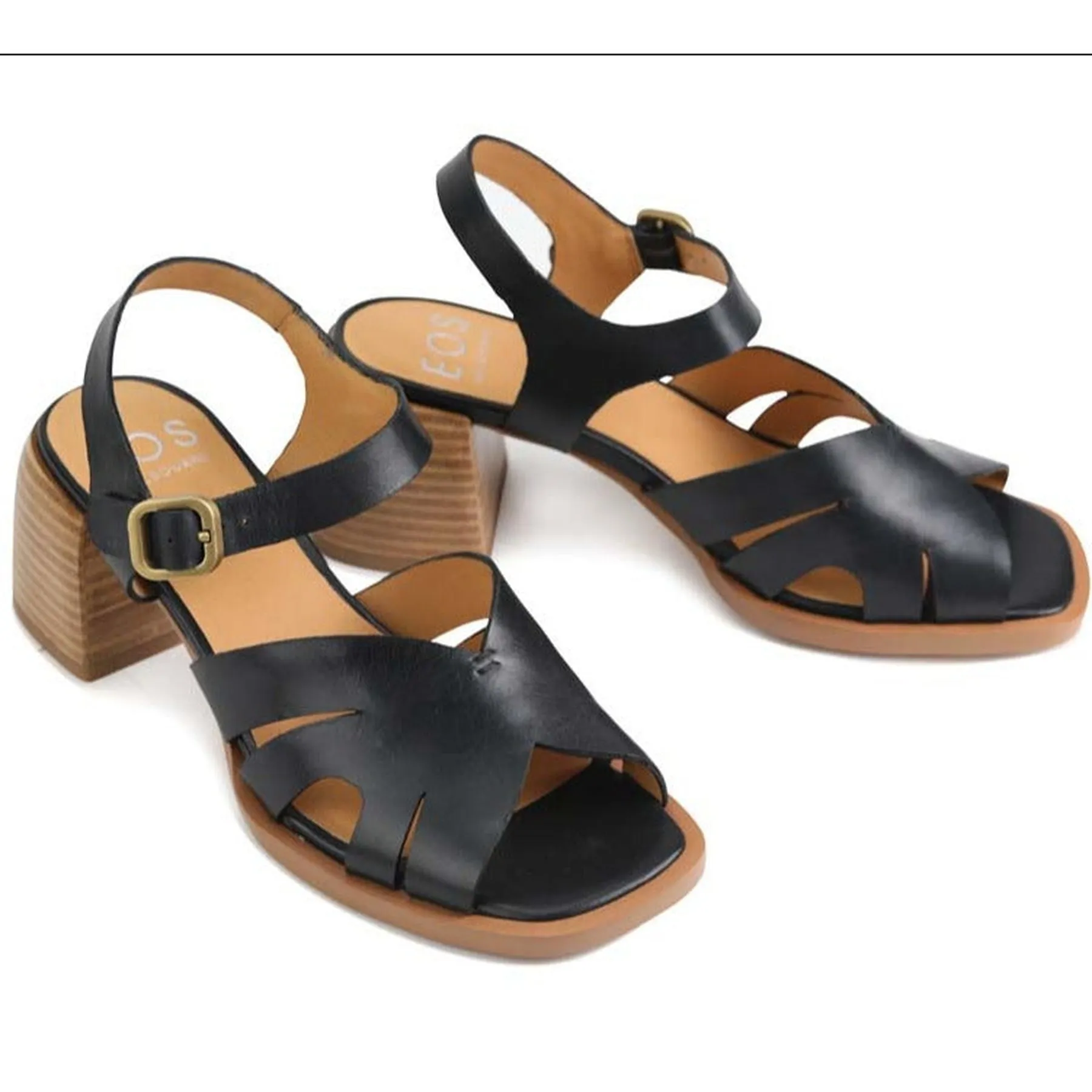 ISA LEATHER LOW HEEL SANDALS