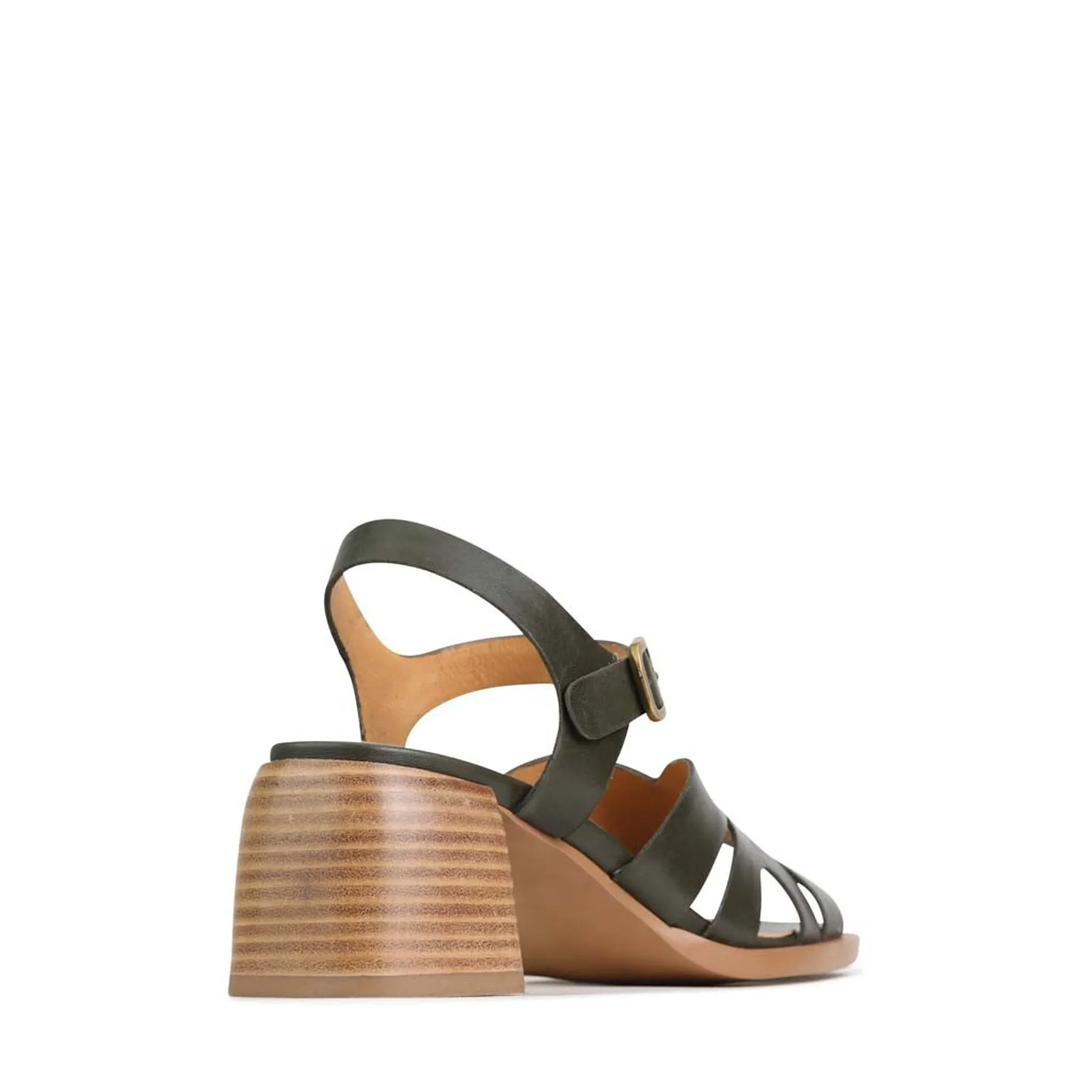 ISA LEATHER LOW HEEL SANDALS