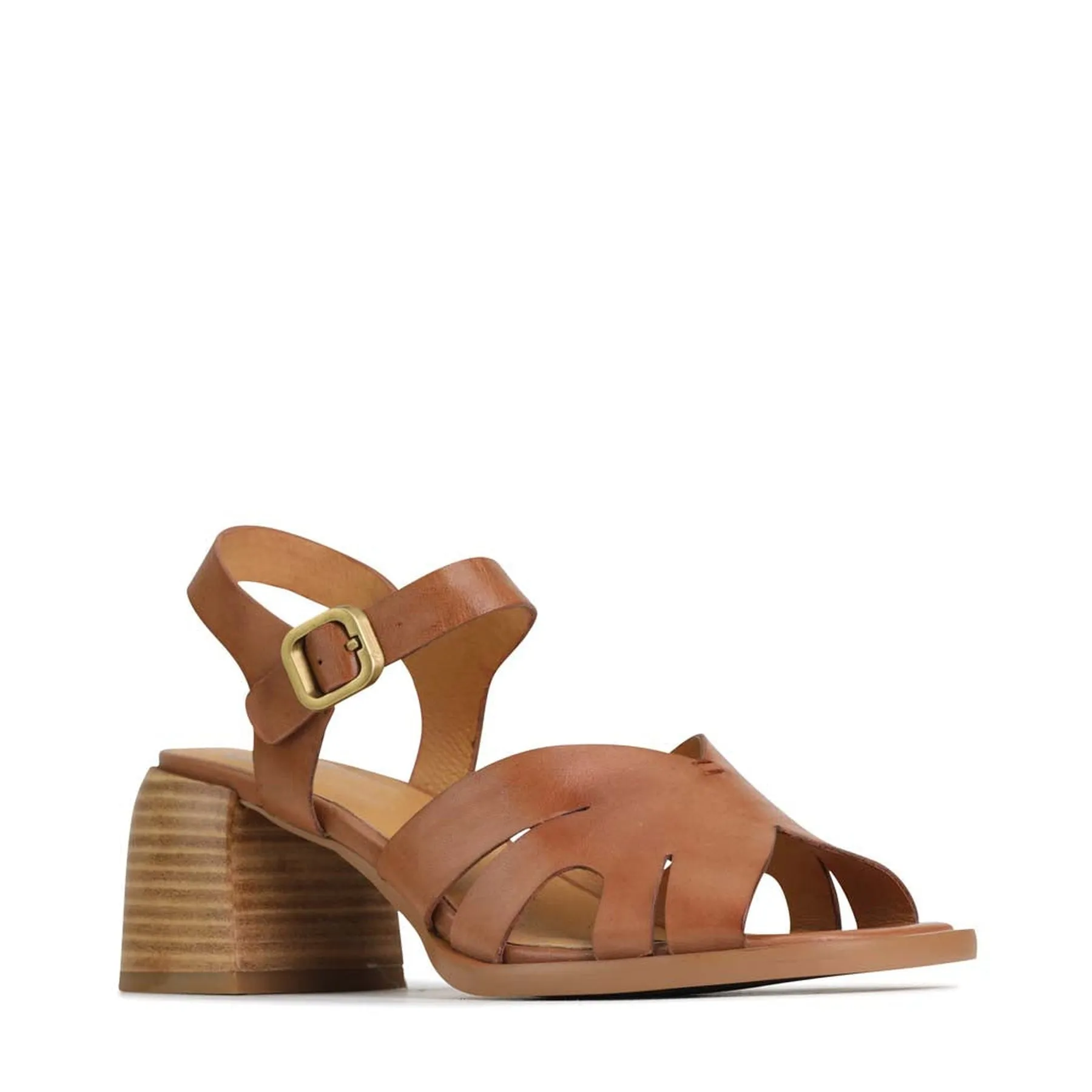 ISA LEATHER LOW HEEL SANDALS