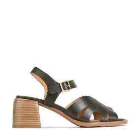 ISA LEATHER LOW HEEL SANDALS