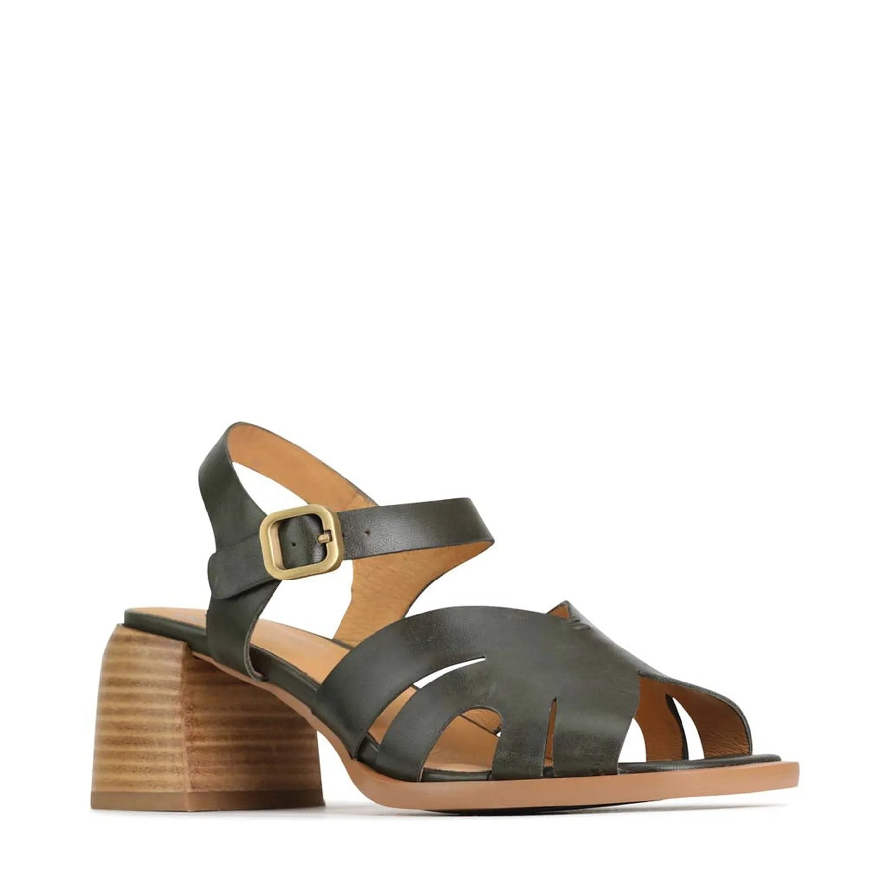 ISA LEATHER LOW HEEL SANDALS