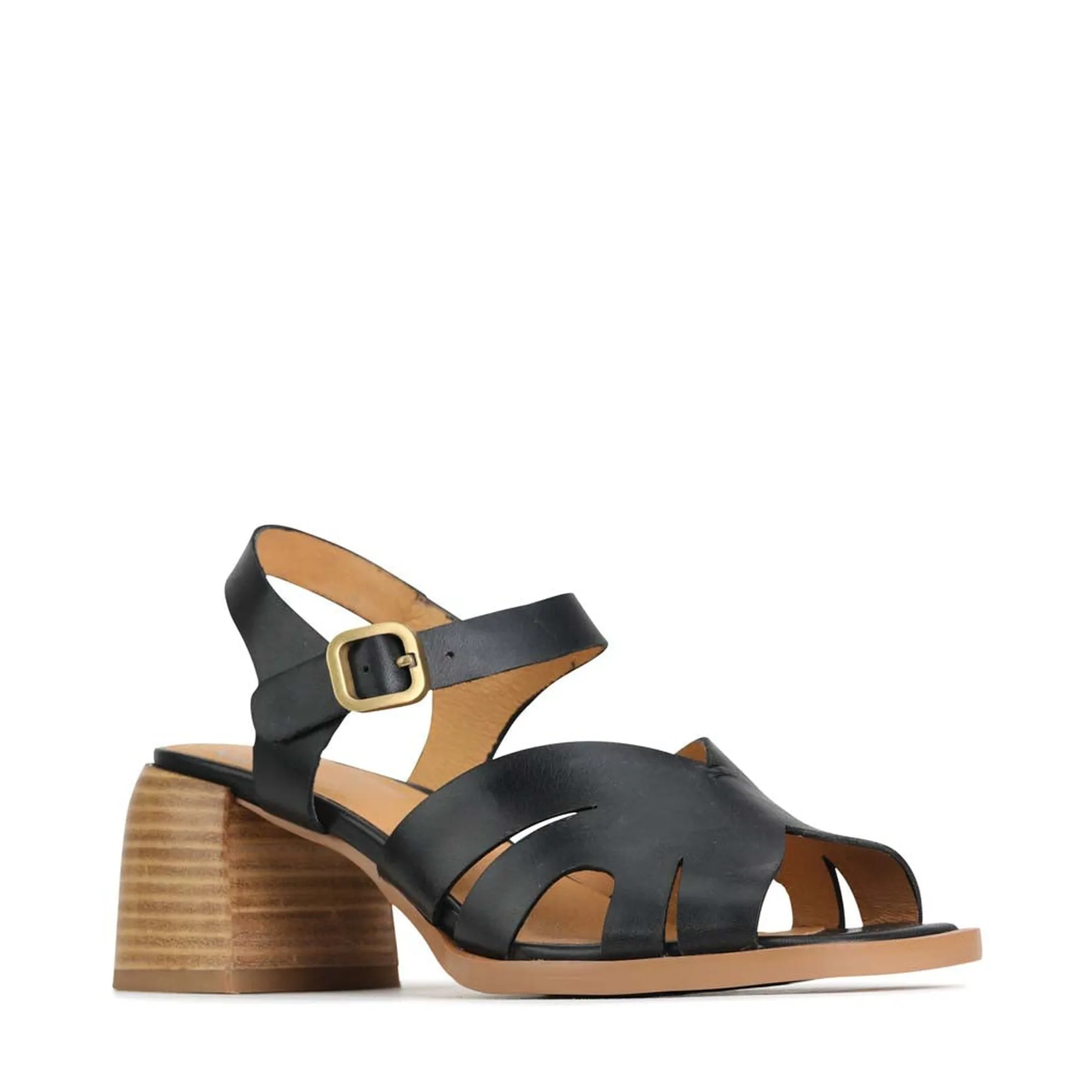 ISA LEATHER LOW HEEL SANDALS