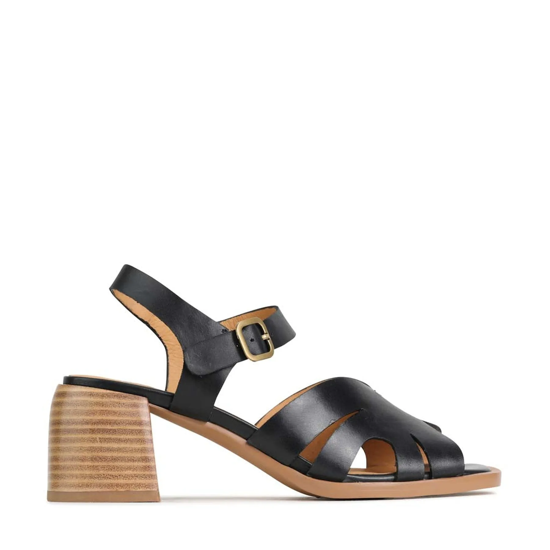 ISA LEATHER LOW HEEL SANDALS