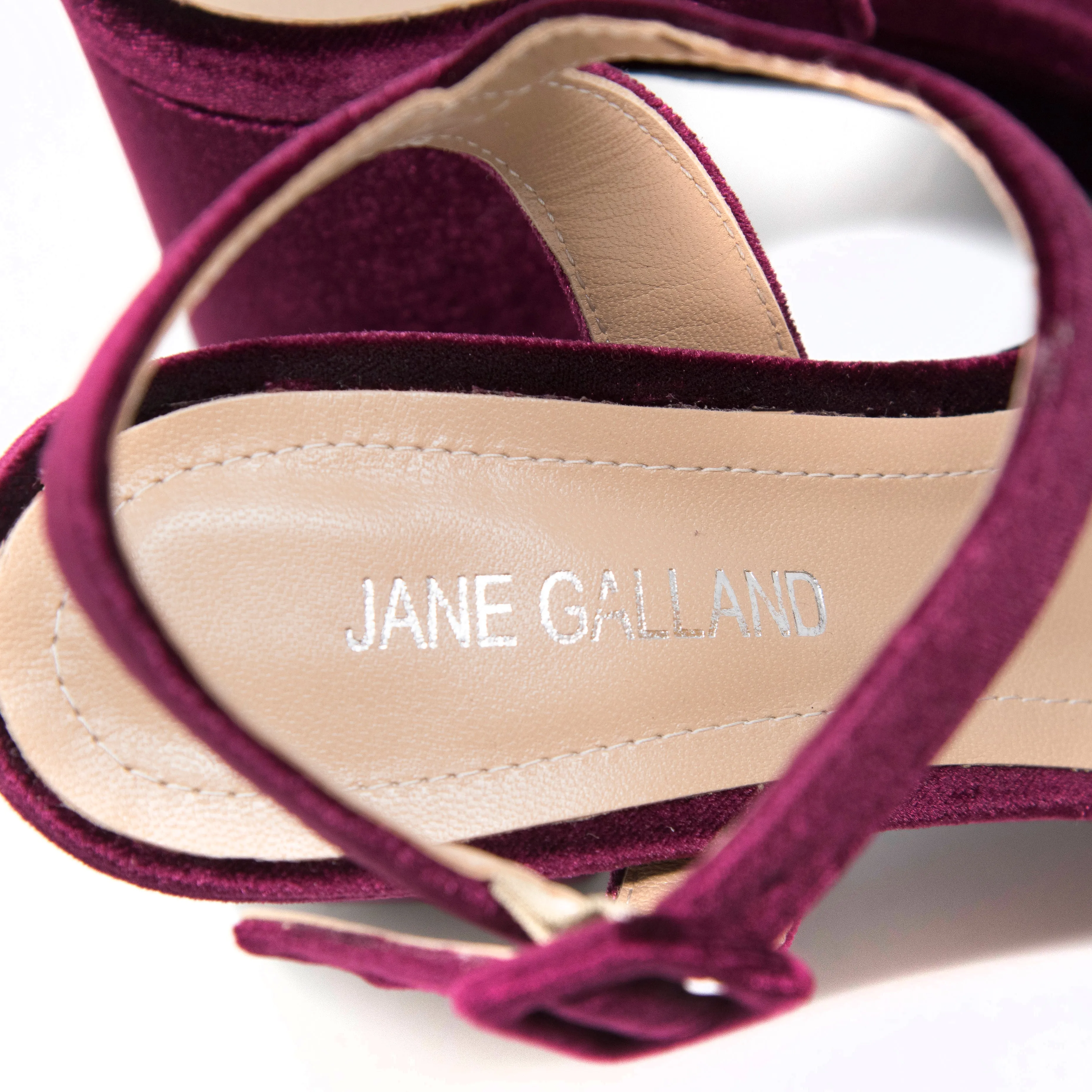 Jane Galland Bordeaux Velvet Platform Sandals