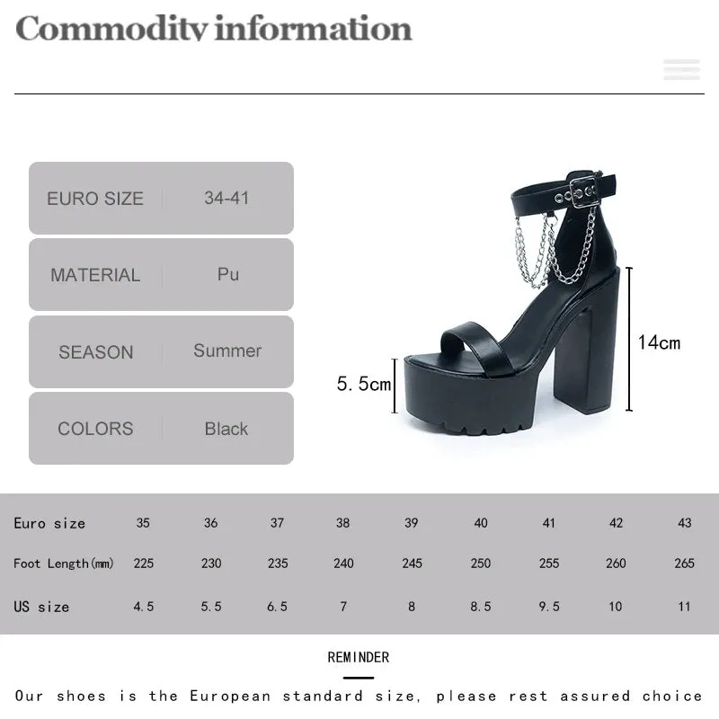 Joskaa 2024 New Chain Chunky Sandals