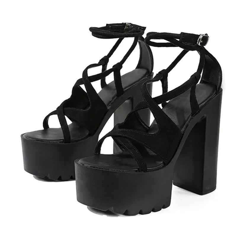 Joskaa 2024 New Strappy Gladiator Chunky Sandals