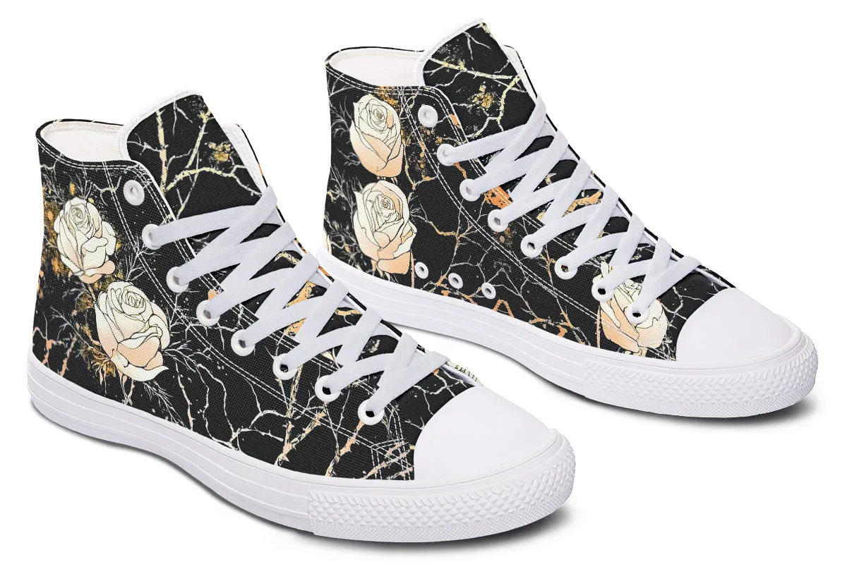 Kintsugi Rose High Tops - Classic Premium Canvas Shoes with Comfortable and Durable Soles