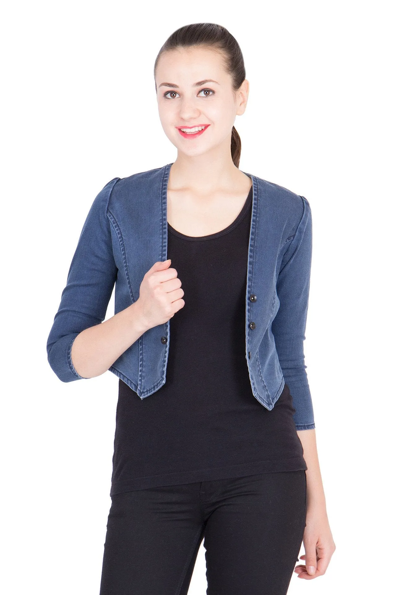 Kopyneko Women's Denim Blue Shrugs