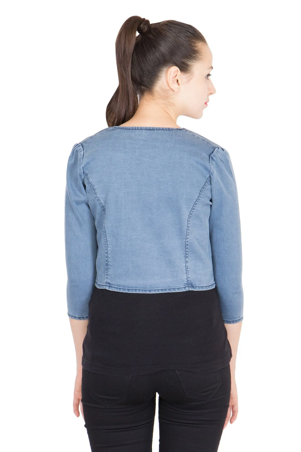 Kopyneko Women's Denim Light Blue Shrugs