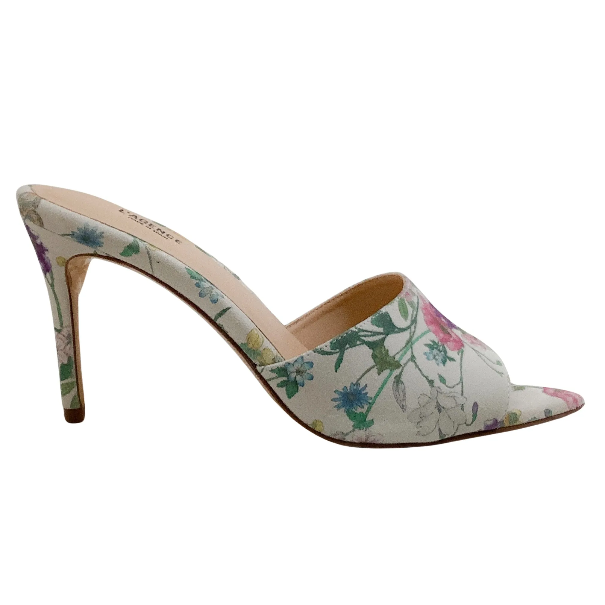 L'Agence Multi Floral Lolita Pointed Toe Slide Sandals