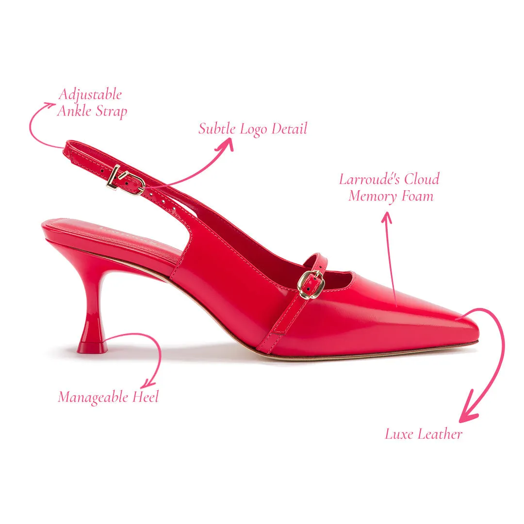 Larroude Ines Pump In Scarlet Leather