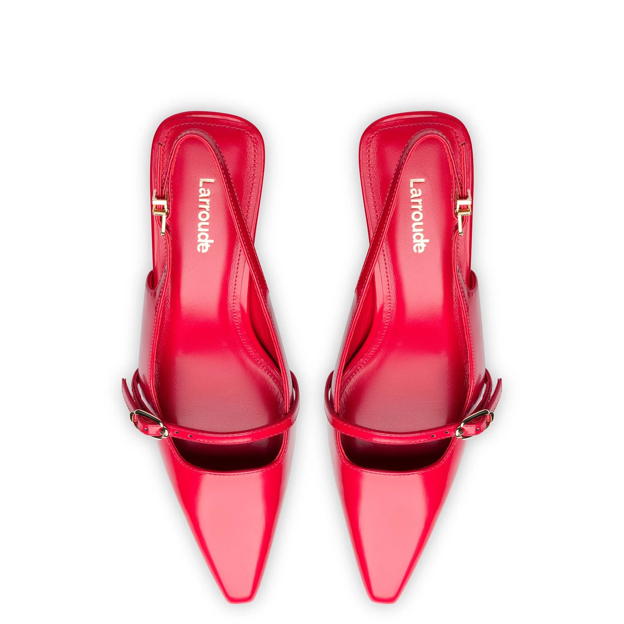 Larroude Ines Pump In Scarlet Leather