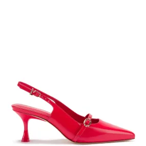 Larroude Ines Pump In Scarlet Leather