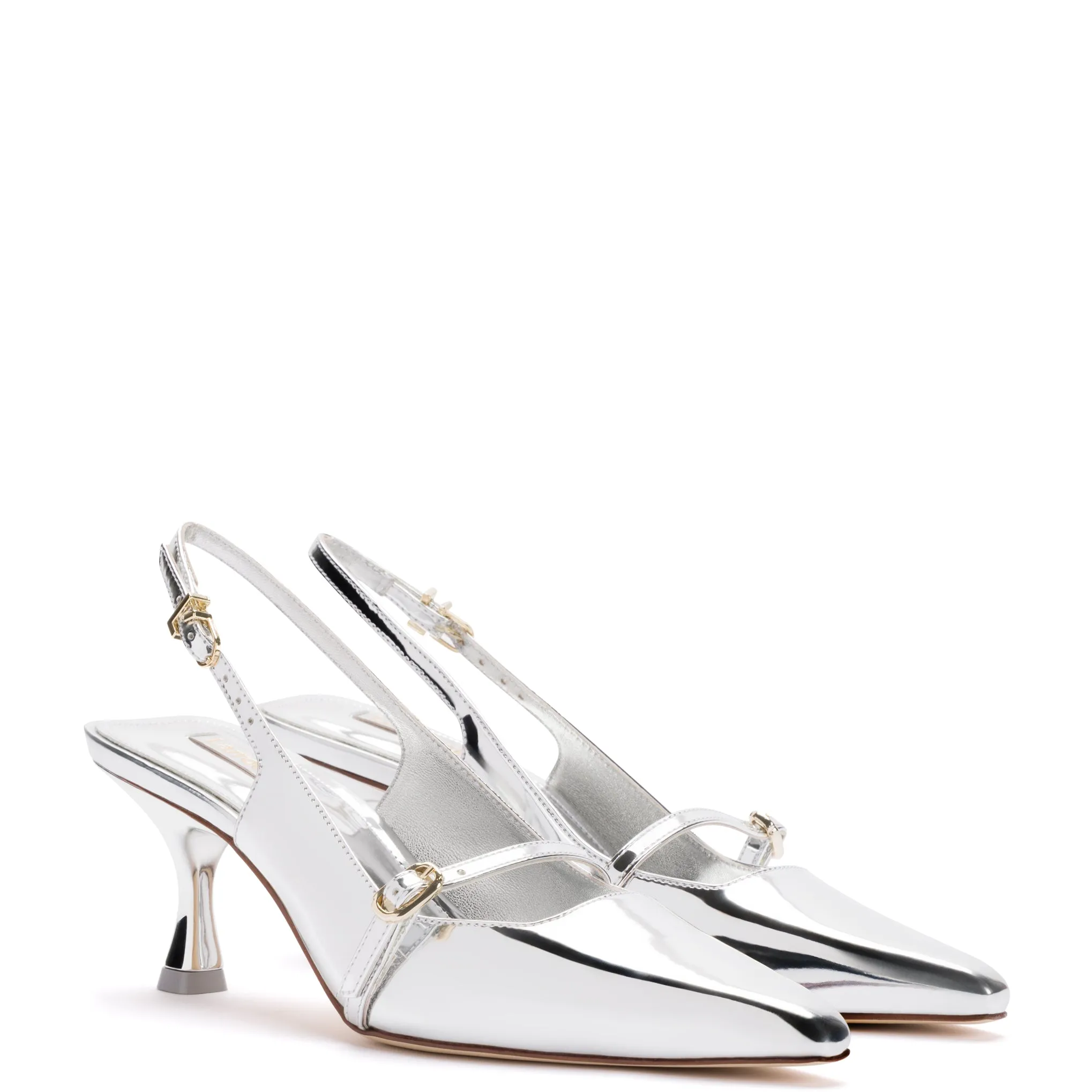 Larroude Ines Pump In Silver Specchio