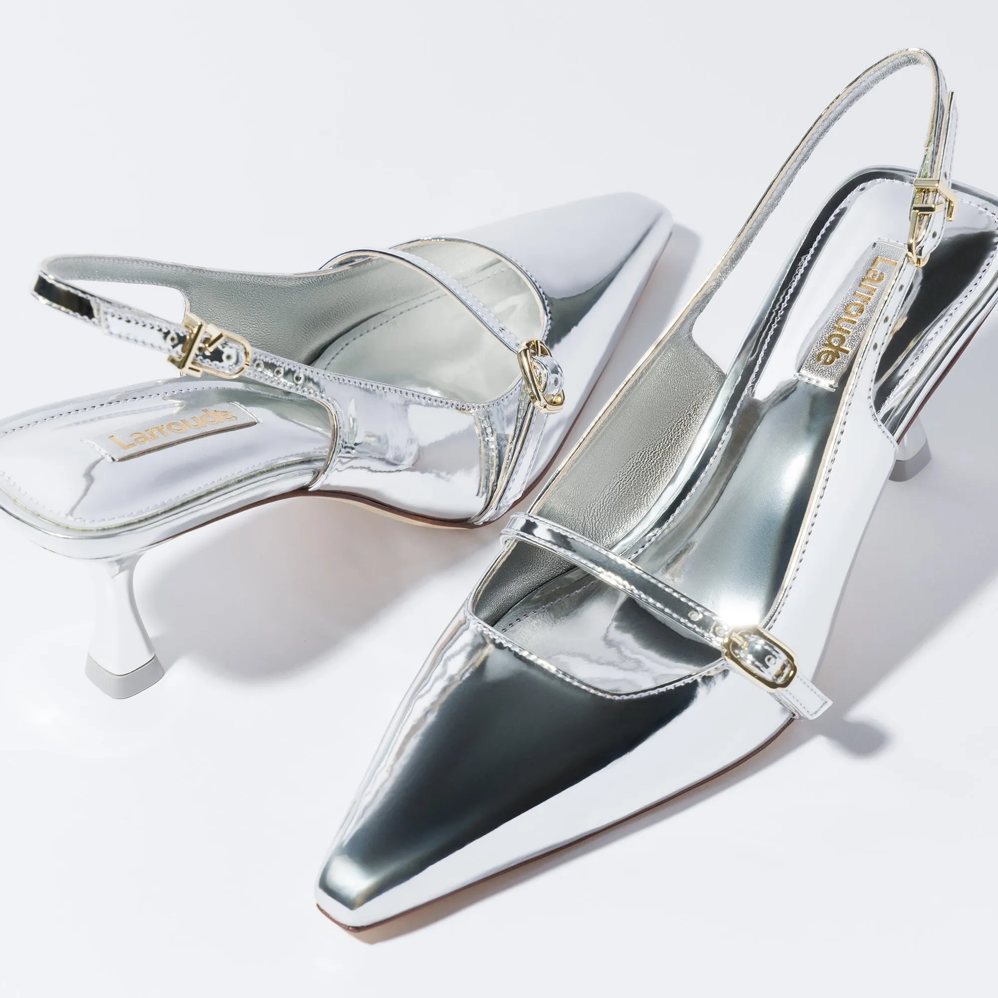 Larroude Ines Pump In Silver Specchio