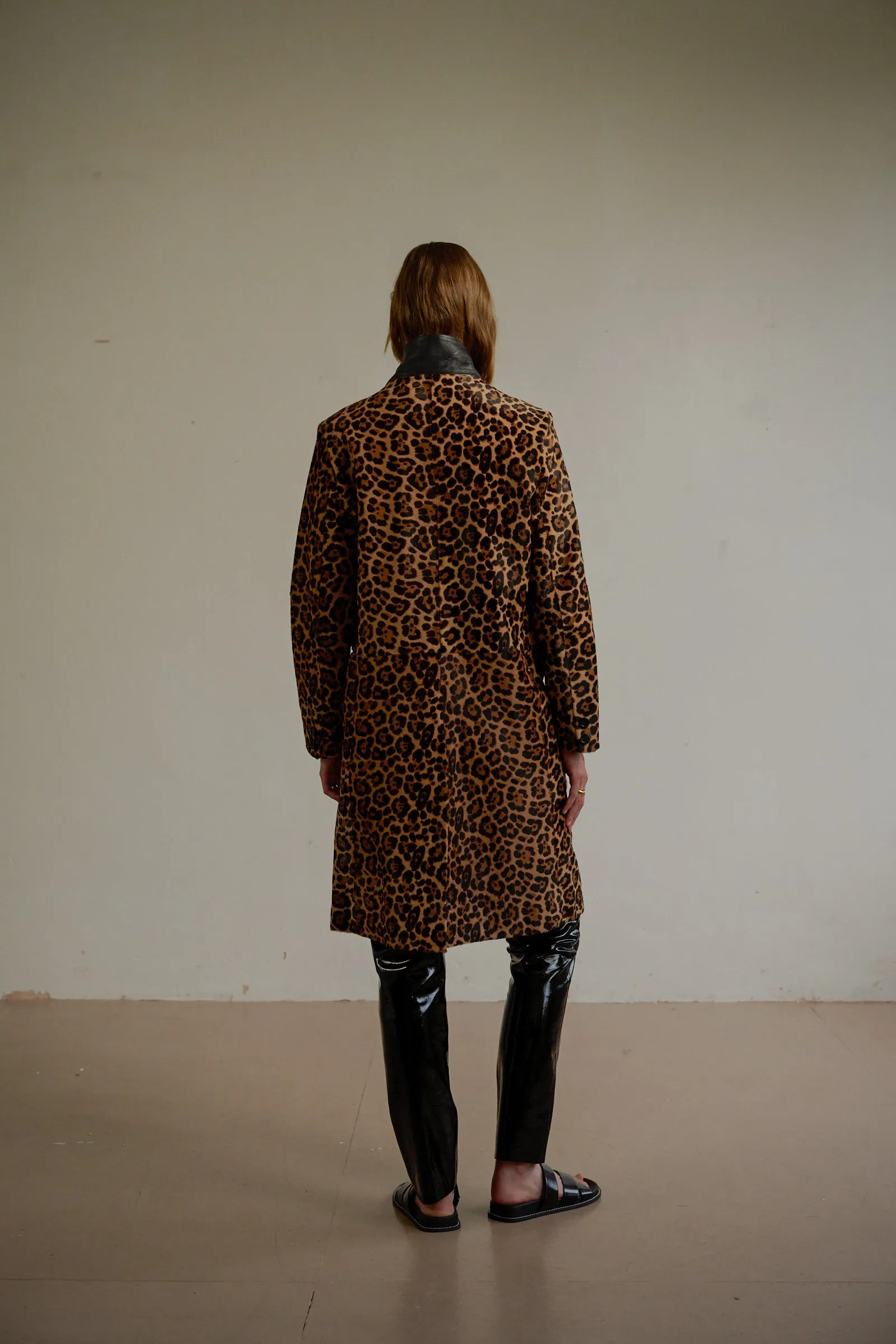 LEOPARD CALFSKIN TAILORED COAT