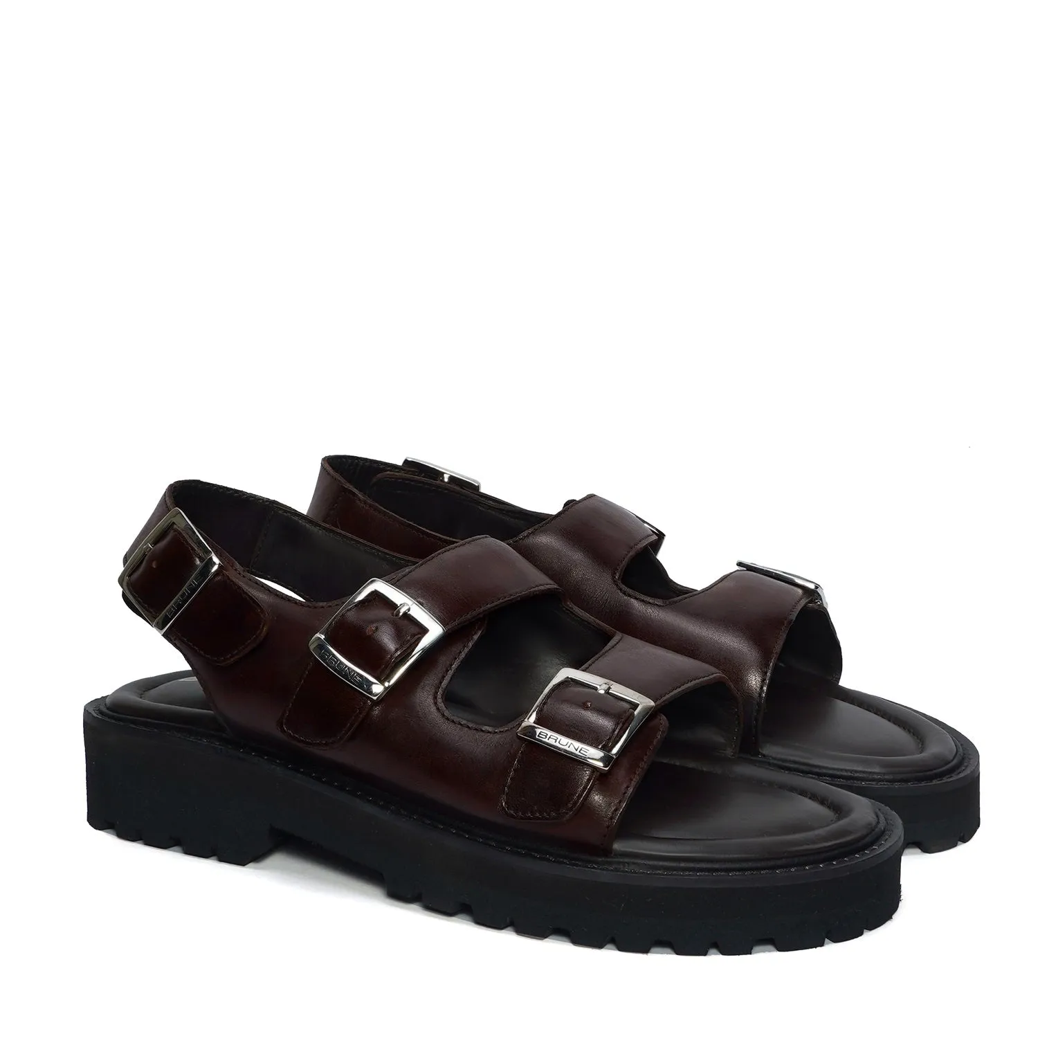 Light Weight Chunky Sole Men's Sandal in Genuine Leather