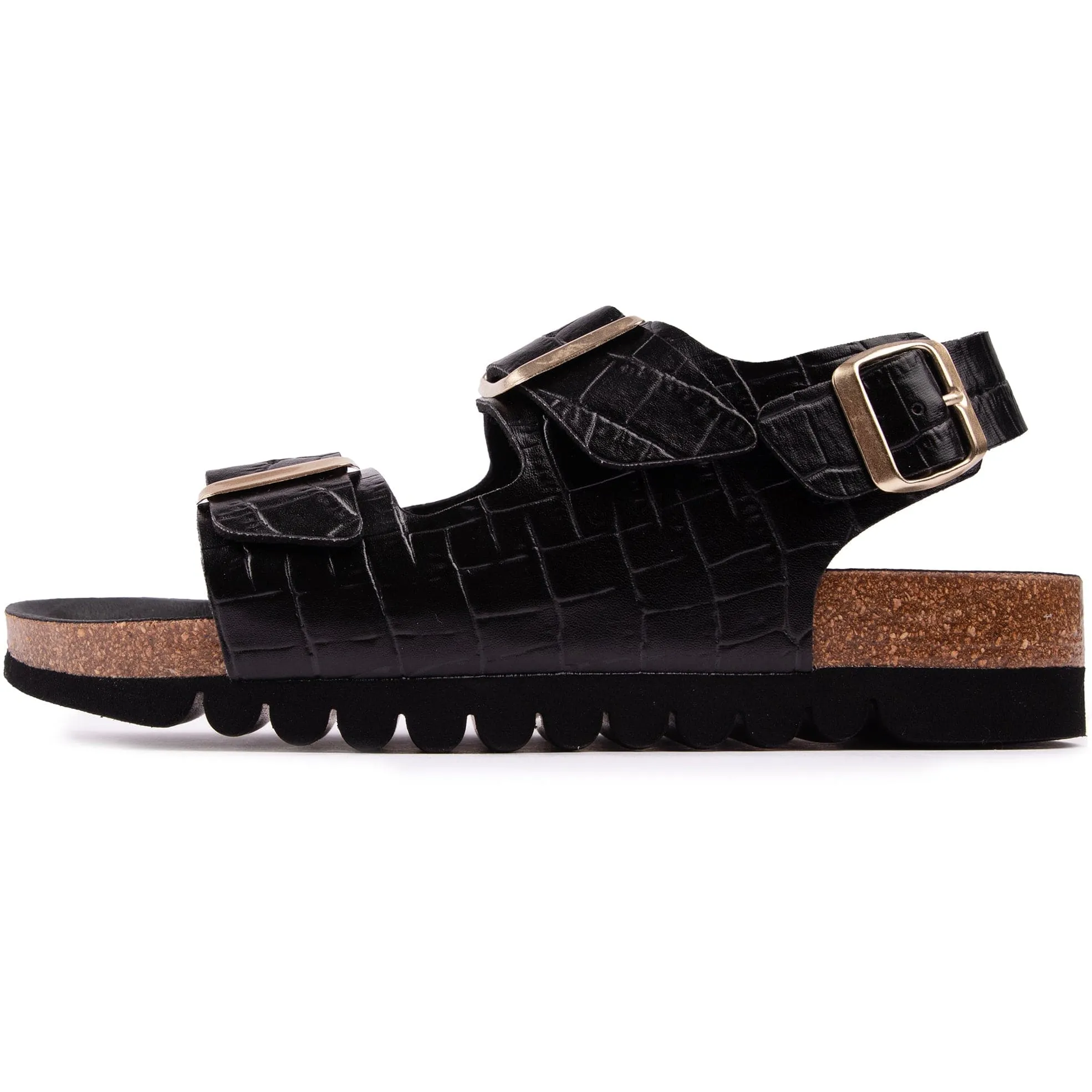 Lima Women's Vegan Footbed Sandals | Black Croc