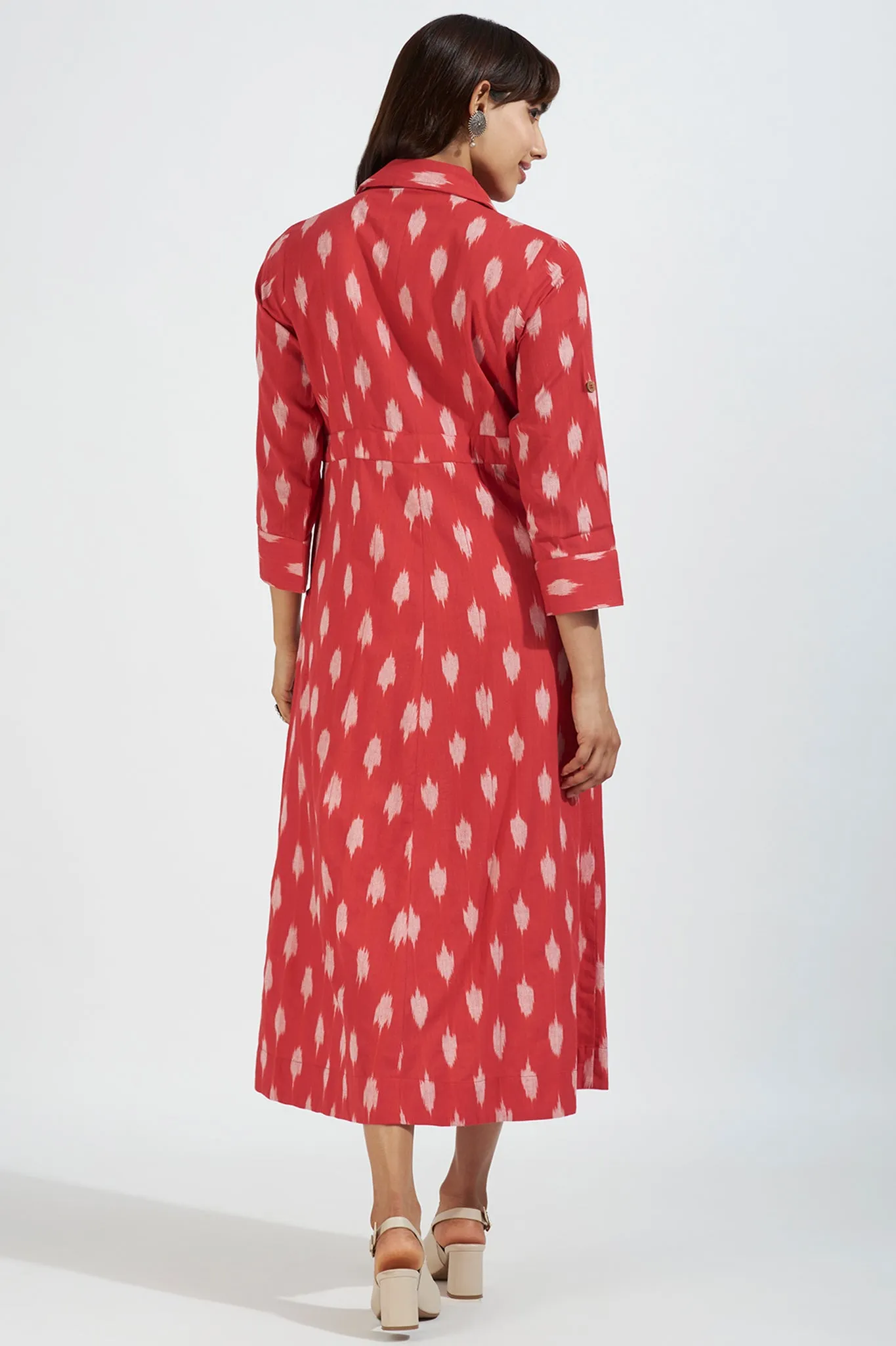 long trench dress - vermillion vogue & ivory streak