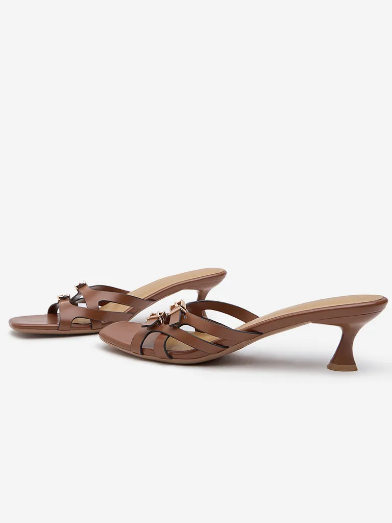 LUNA BLU Tan Multi-Strap Heel Sandals