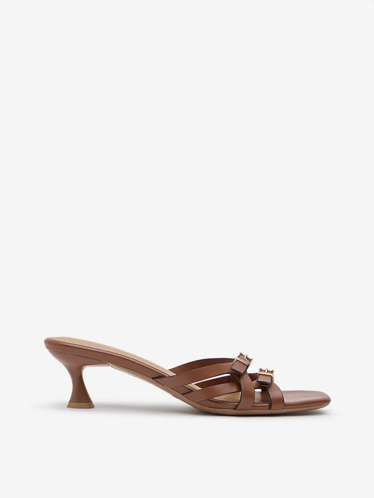 LUNA BLU Tan Multi-Strap Heel Sandals