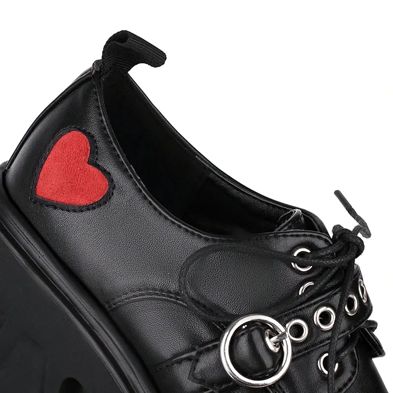 Luxury Women's Chunky Pumps In High Heels / Fashion Gothic Shoes With Cute Heart