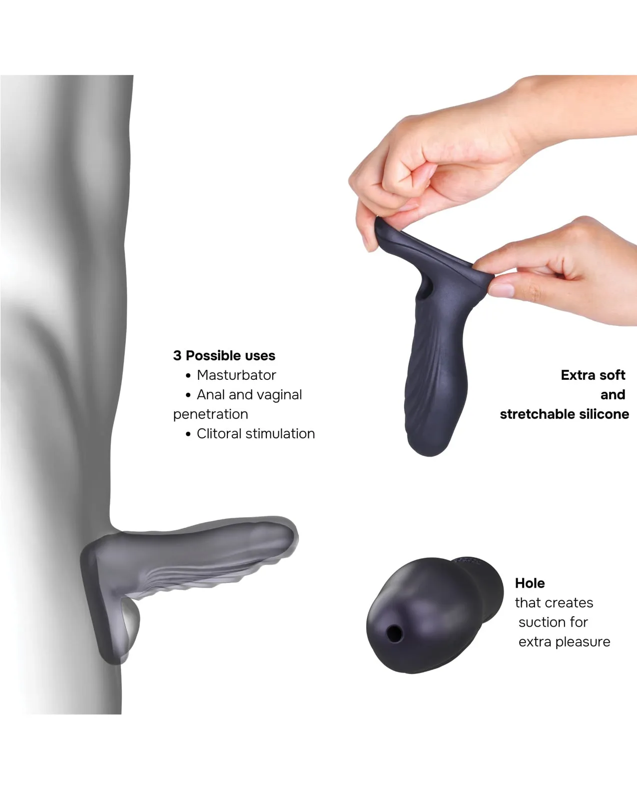 Manwan RYZER Enhanced Pleasure Penis Sleeve - Luxurious Black Plum Design