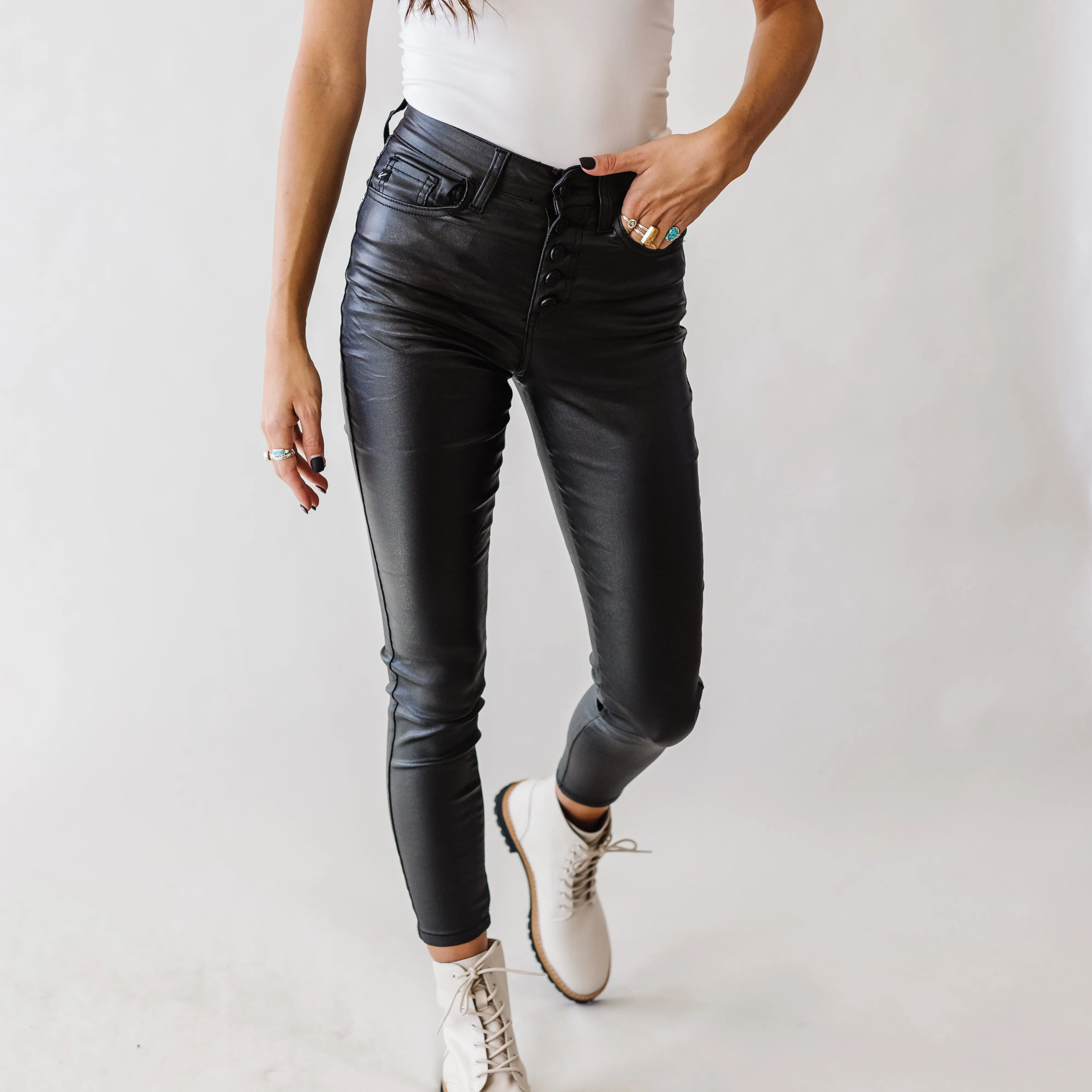 Melea High Rise Leather Skinnies