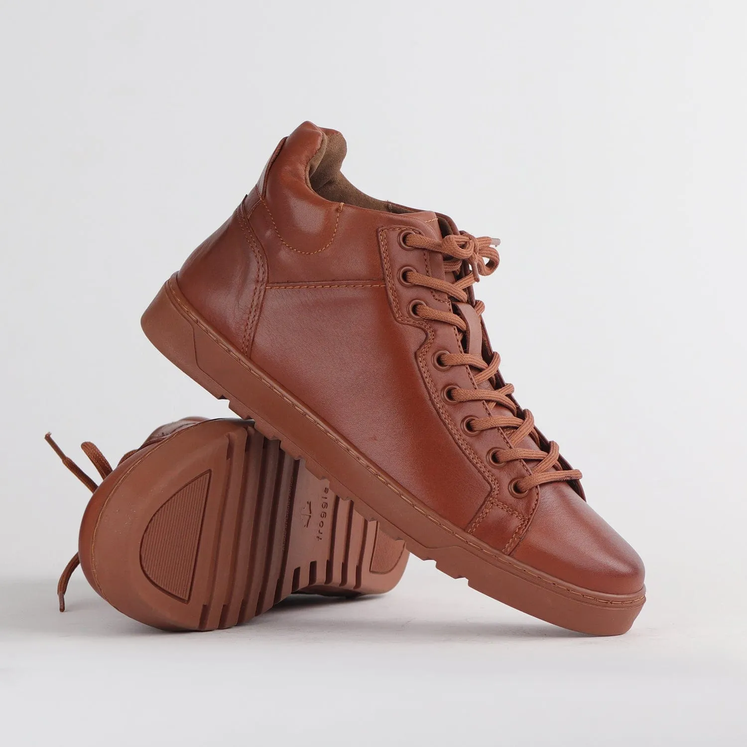 Men's High-top Sneaker with Removable Footbed in Chestnut - 12744