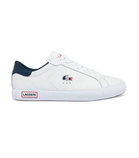 Men's Powercourt Leather Tricolor Sneakers White/Navy/Red