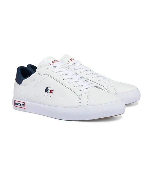 Men's Powercourt Leather Tricolor Sneakers White/Navy/Red