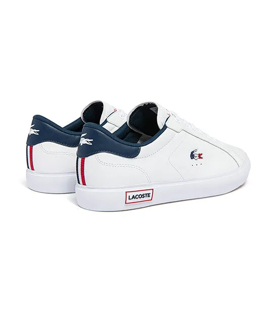 Men's Powercourt Leather Tricolor Sneakers White/Navy/Red