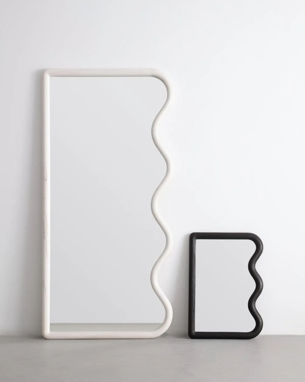 Mini Squiggle Mirror Charred Oak