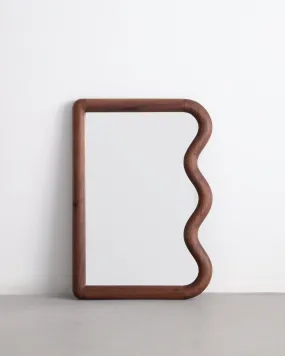 Mini Squiggle Mirror in Walnut