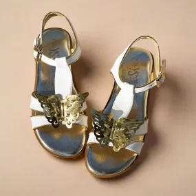 Miss Butterfly Sandal in White & Gold - Kids