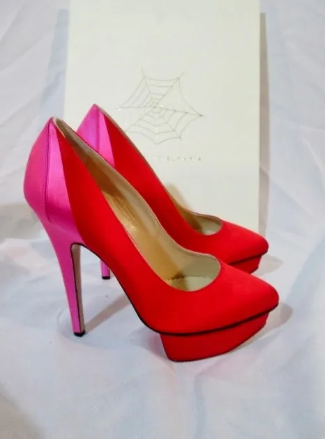 NEW CHARLOTTE OLYMPIA MASAKO PUMP High Heel Shoe 36 6 RED PINK Platform Womens