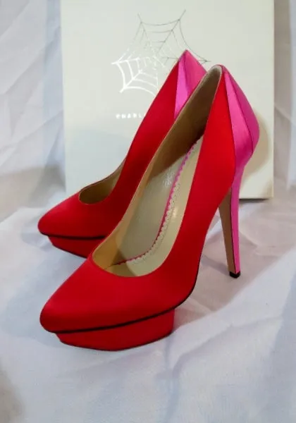 NEW CHARLOTTE OLYMPIA MASAKO PUMP High Heel Shoe 36 6 RED PINK Platform Womens