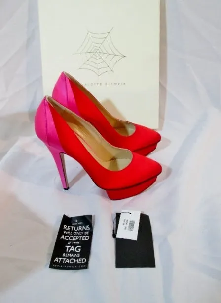 NEW CHARLOTTE OLYMPIA MASAKO PUMP High Heel Shoe 36 6 RED PINK Platform Womens