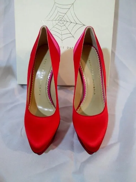 NEW CHARLOTTE OLYMPIA MASAKO PUMP High Heel Shoe 36 6 RED PINK Platform Womens