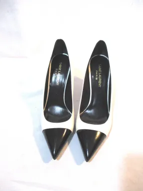 NEW NIB SAINT LAURENT PARIS Stiletto Heel PUMP SHOE 36.5 WHITE BLACK