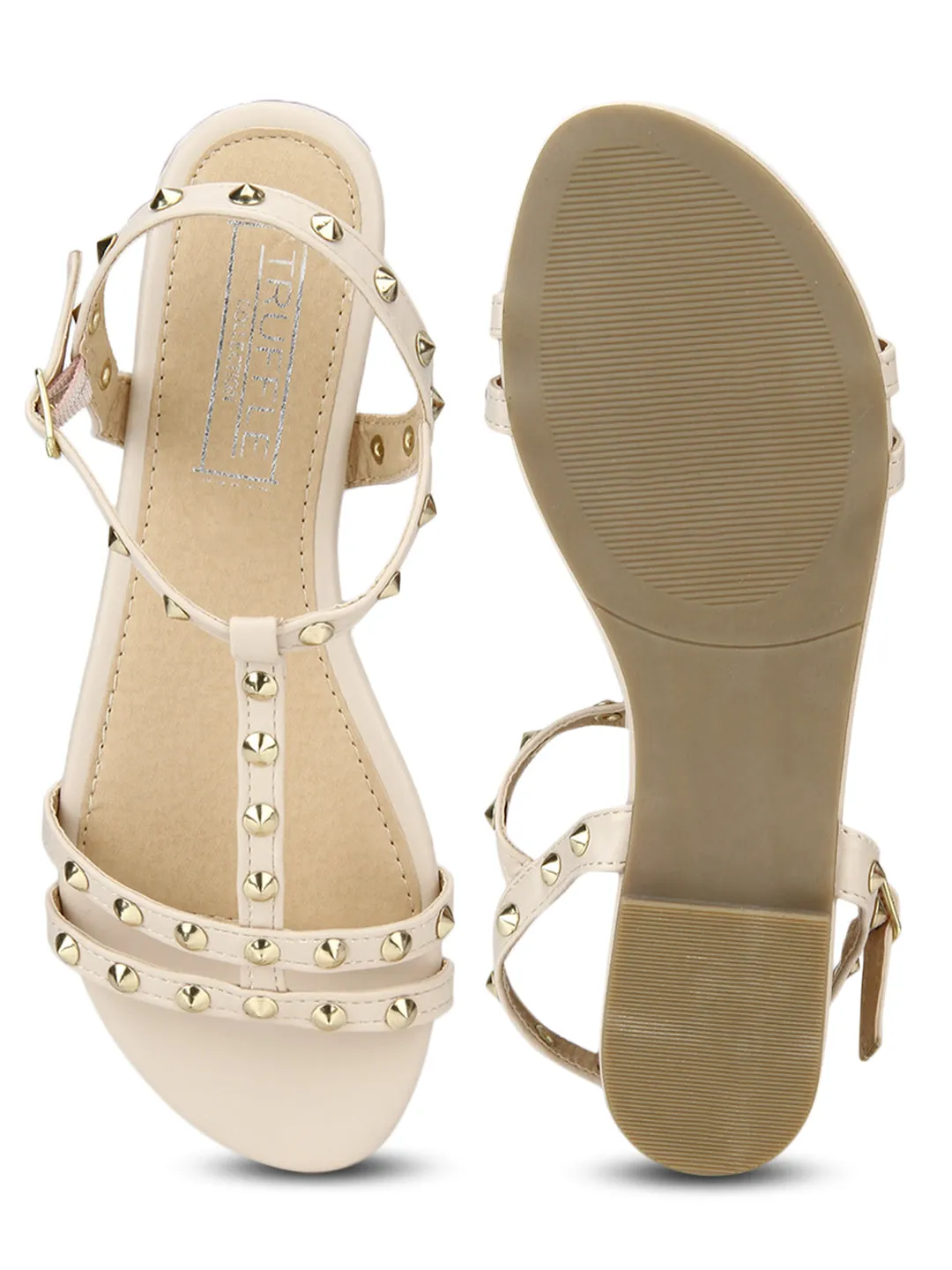 Nude Studded Slip-On Flats