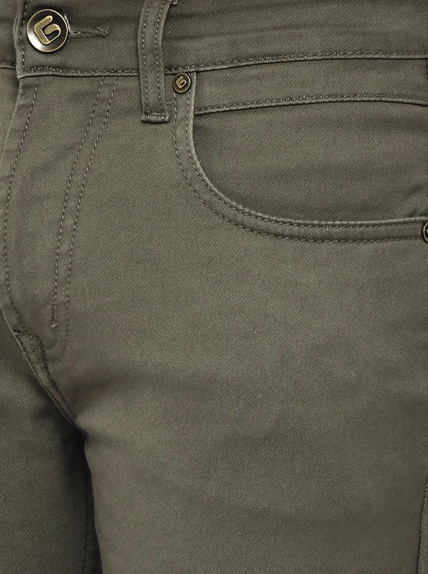 Olive Washed Narrow Fit Jeans | Greenfibre